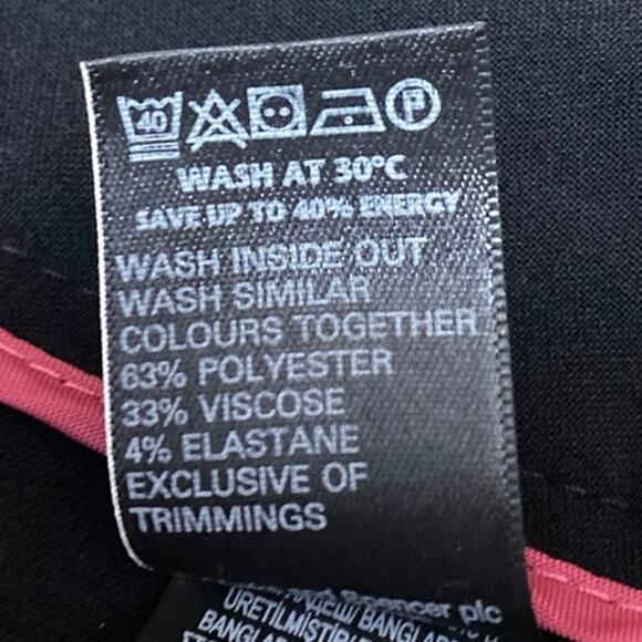 M&S Collection Modern Slim Black Straight Leg High Waist Trousers Dress Pants M - Picture 6 of 6